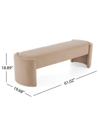 Elegant Long Ottoman Bench, Beige Linen Upholstery with Wooden Frame-The Pop Home