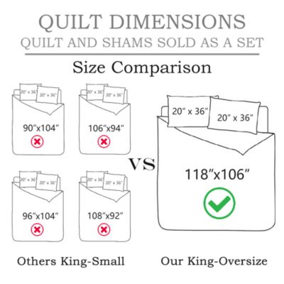 3 PCS 100% Cotton Oversized Bedspread Quilt Set TM -King