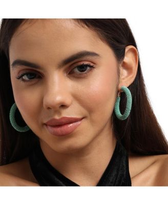 Beaded Cluster Hoop Earrings