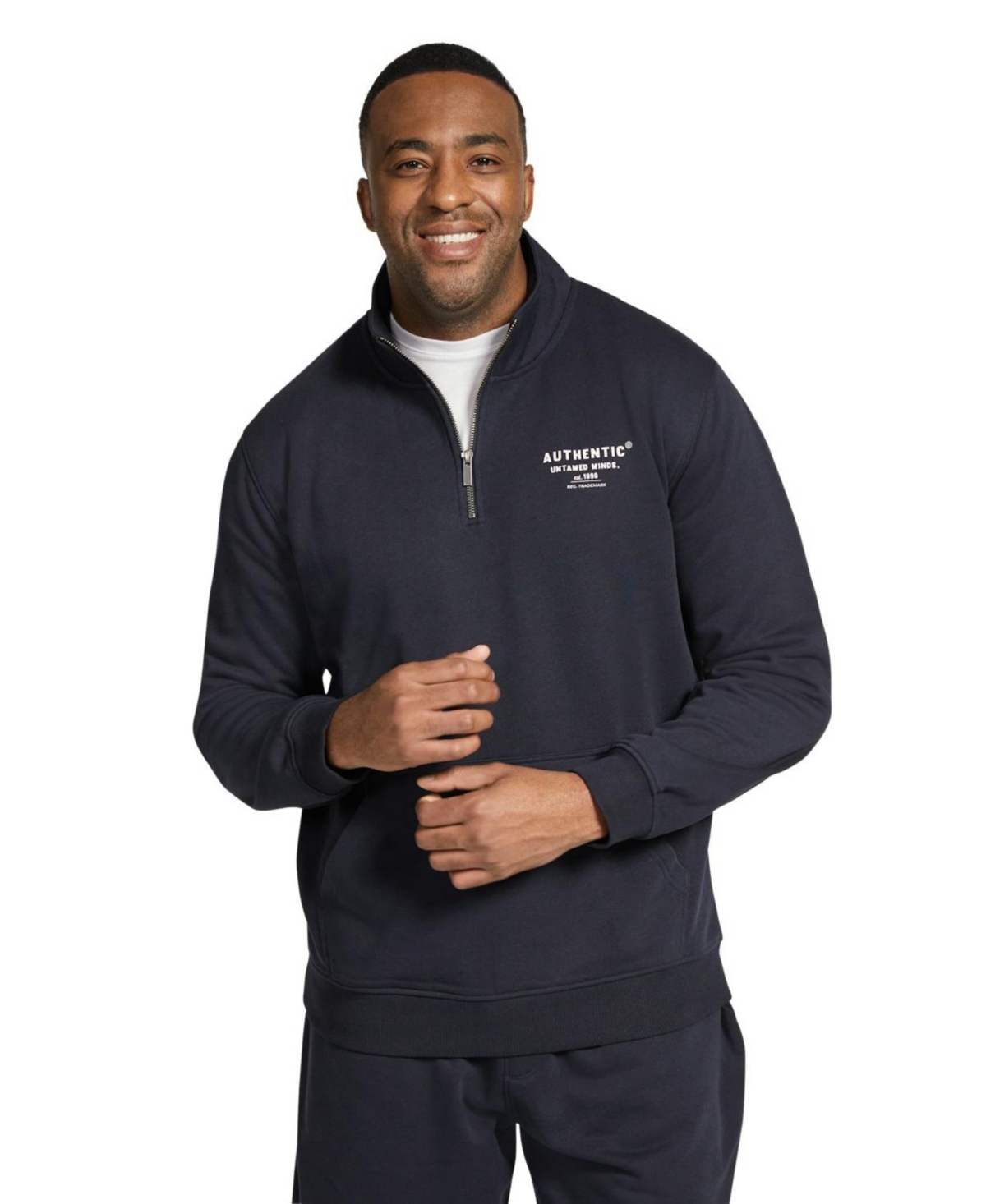Men's Authentic Zip Neck Sweat - Navy