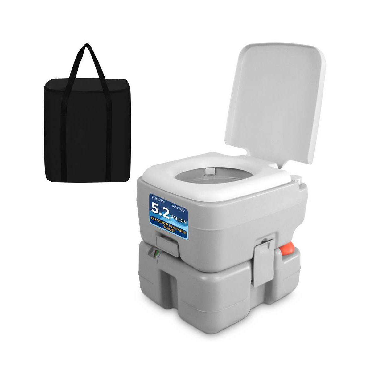Portable Outdoor Toilet With 5.3 Gal Tank & Easy Clean Flush - White