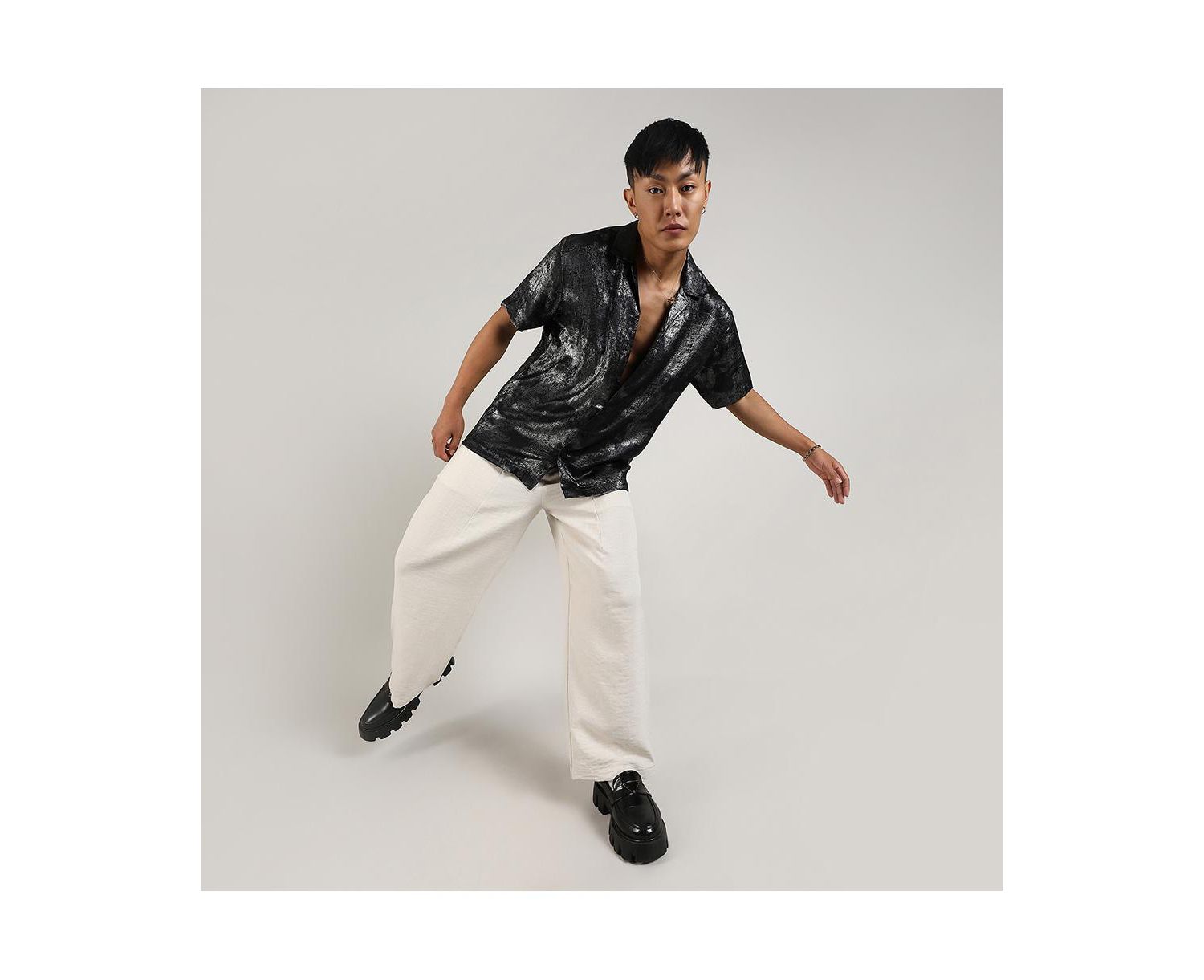 Men's Midnight Black & Chalice Silver Metallic Ombre Shirt