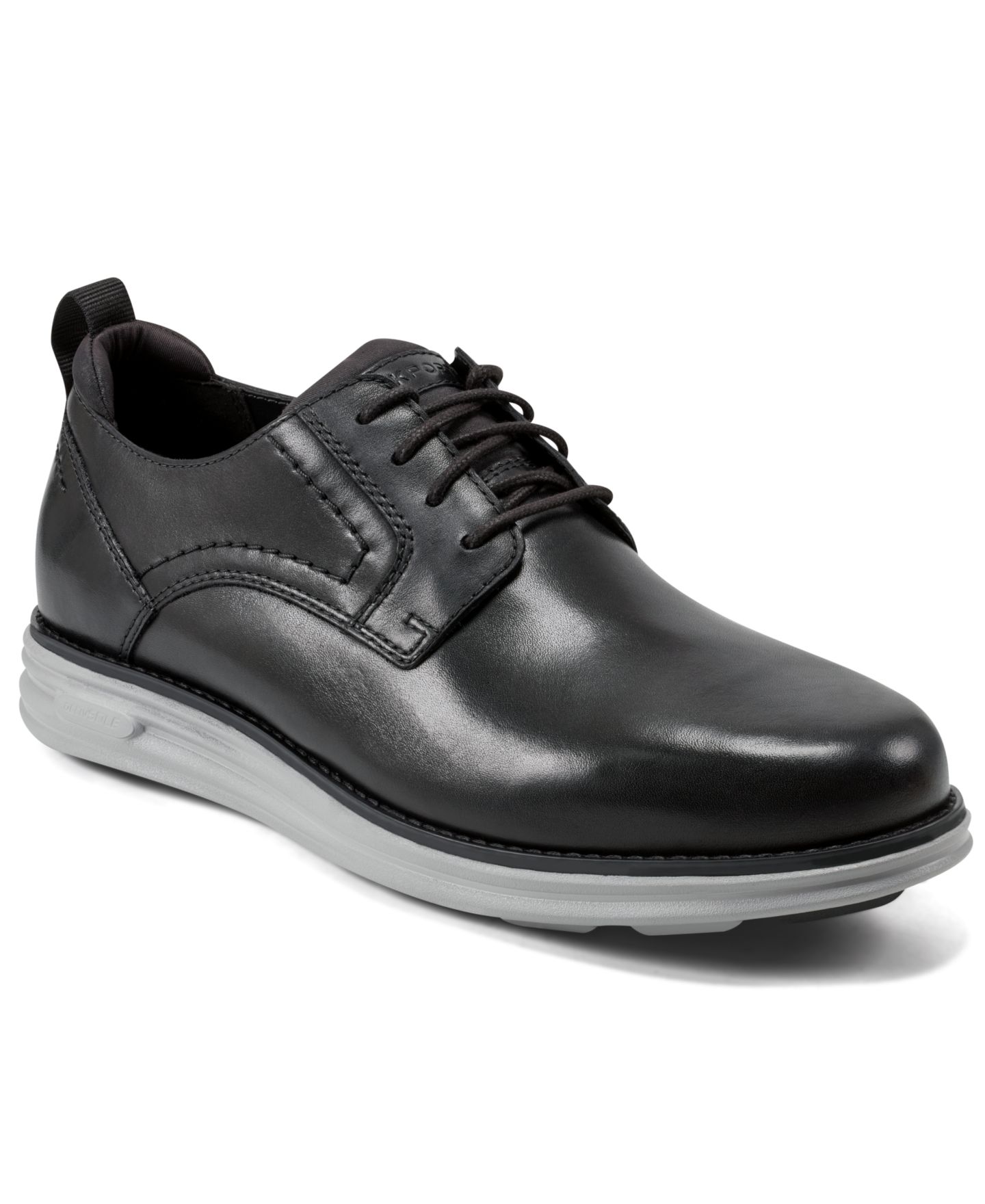 Мужские туфли Rockport Canton Casual Lace-up Round Toe, цвет: Чёрный кожаный — фото 1