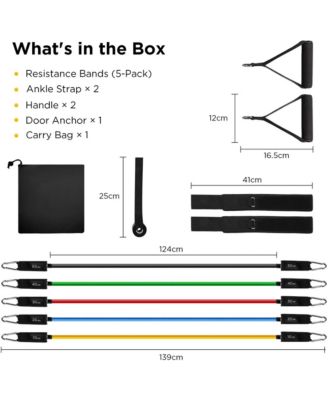 Resistance Exercise Bands Set Up to 150lb with Door Anchor and Handles