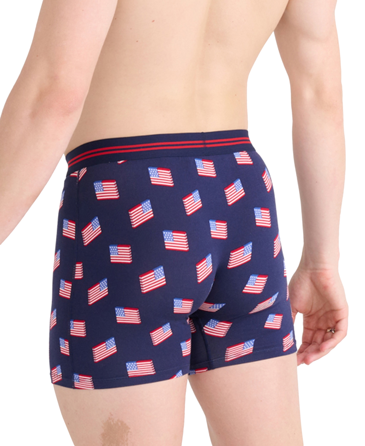 Saxx Men's Ultra Super Soft Relaxed-fit Moisture-wicking Printed Boxer Briefs In Stars And Stripes- Navy