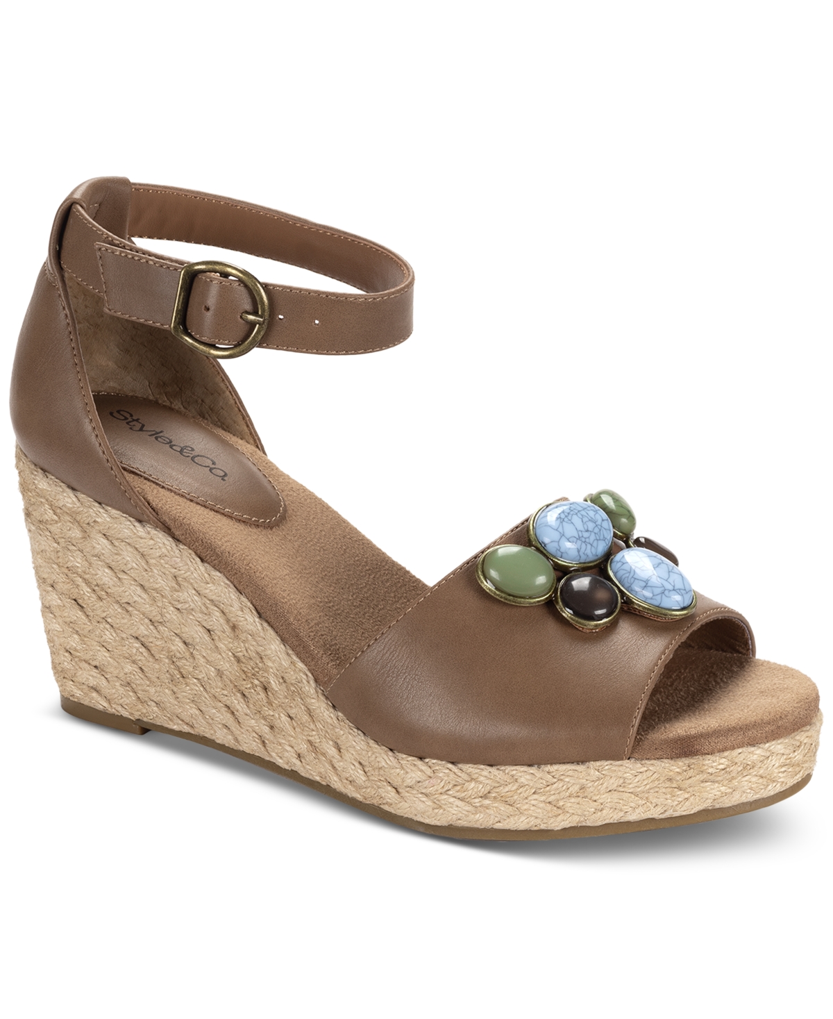 Women's Seleeney Wedge Sandals, Created for Macy's - Bison Stn