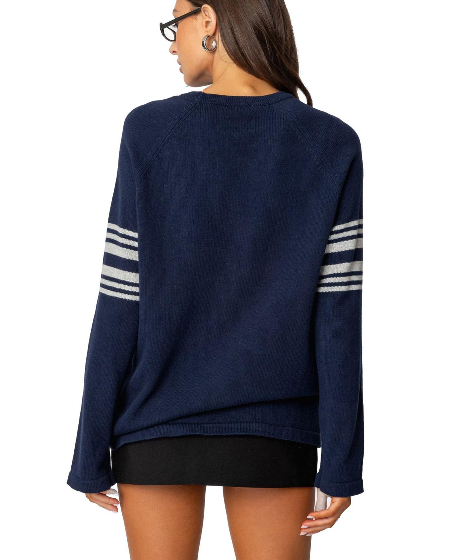 Women's Contrast Stripe Oversized Knit Top