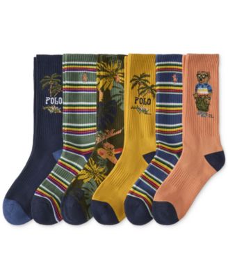 Polo Ralph Lauren - Men's 6-Pk. RL Surf Club Bear Crew Socks