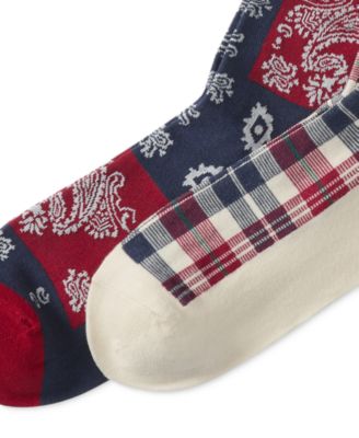 Men's 2-Pk. Plaid & Bandana Slack Socks