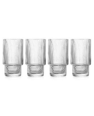 Godinger Sullivan Street Fluted Highball Glasses, Set of 4 - Macy's