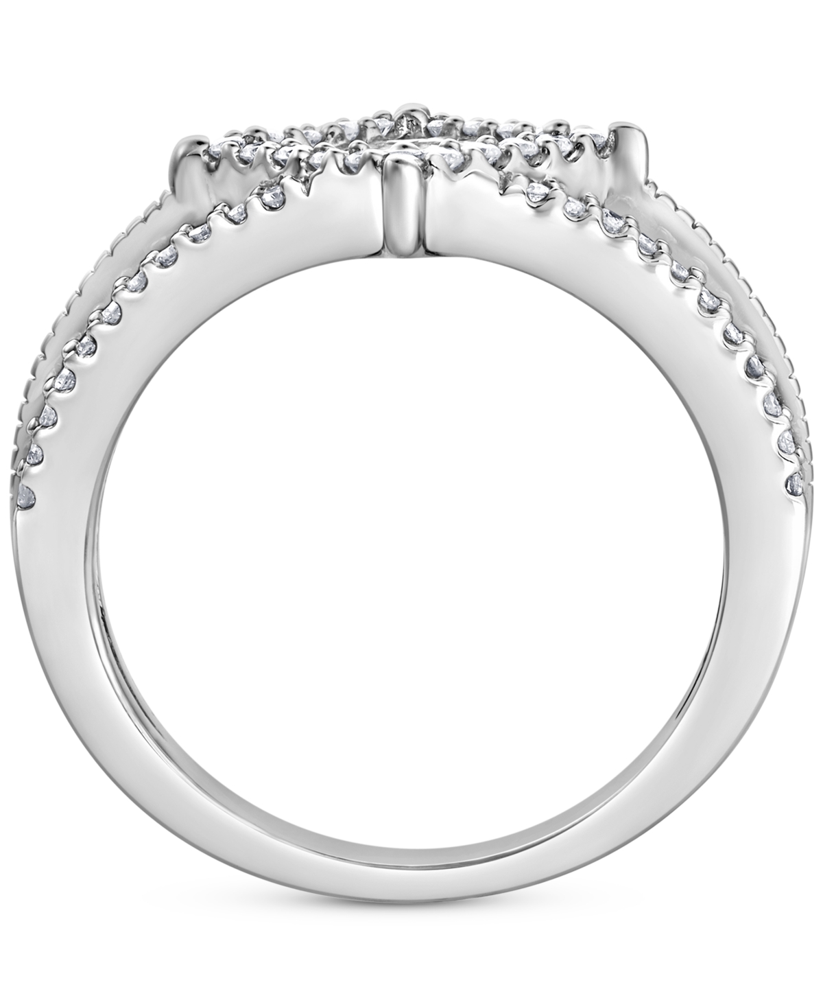 Macy's Diamond Princess & Round Halo Cluster Split Shank Ring (5/8 Ct. T.w.) In 14k White Gold In White Gold