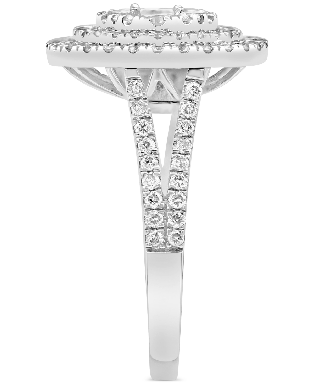 Macy's Diamond Double Halo Cluster Ring (1-1/2 Ct. T.w.) In 14k White Gold In White Gold