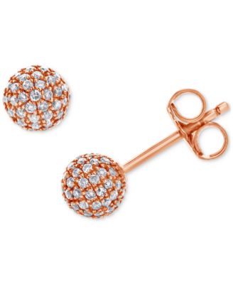 Diamond Small Fireball Stud Earrings (3/8 ct. t.w.) in 10k Rose Gold