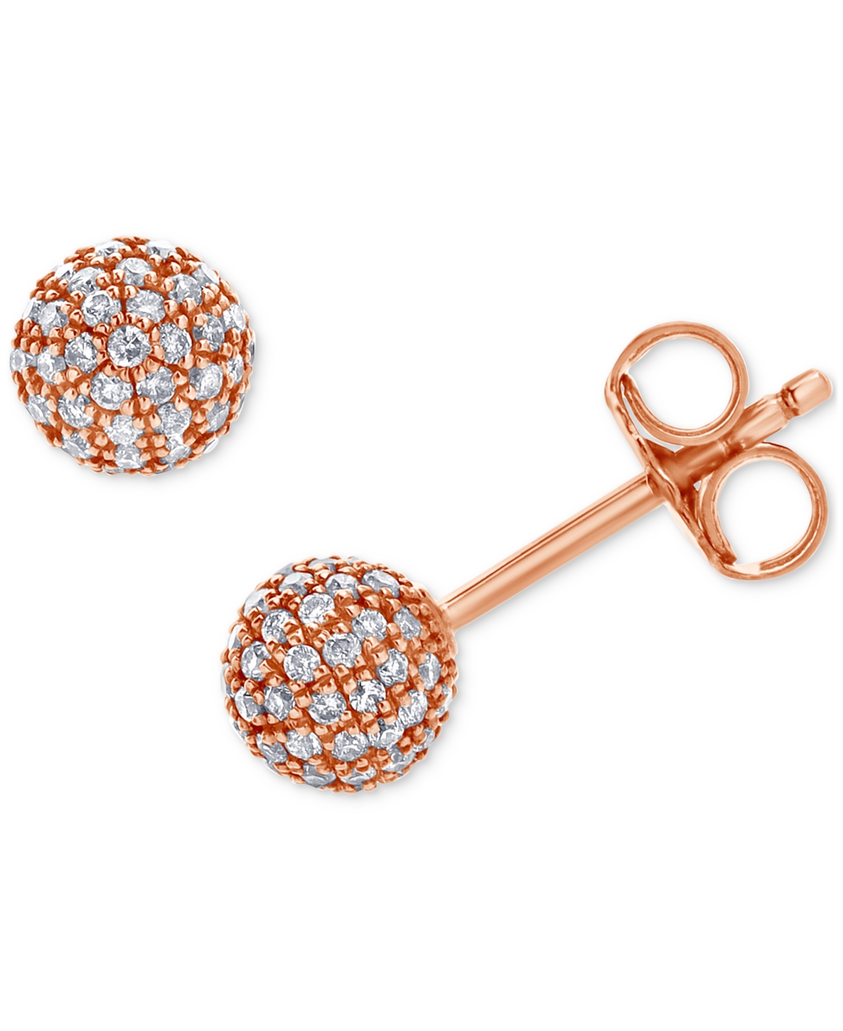 Macy's Diamond Small Fireball Stud Earrings (3/8 Ct. T.w.) In 10k Rose Gold In Rose Gold