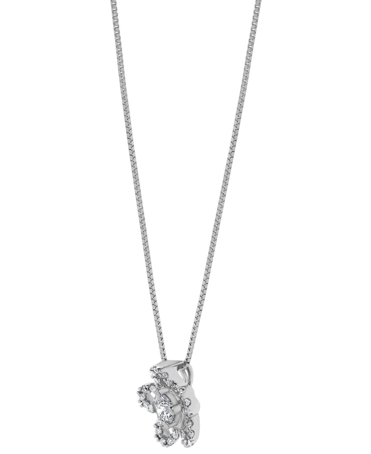 Macy's Diamond Flower 18" Pendant Necklace (1/4 Ct. T.w.) In 10k White Gold In White Gold