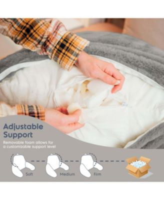 Faux Fur Supportive Backrest Reading Pillow for Adults & Kids - Blue