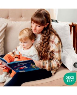 Faux Fur Supportive Backrest Reading Pillow for Adults & Kids - Blue