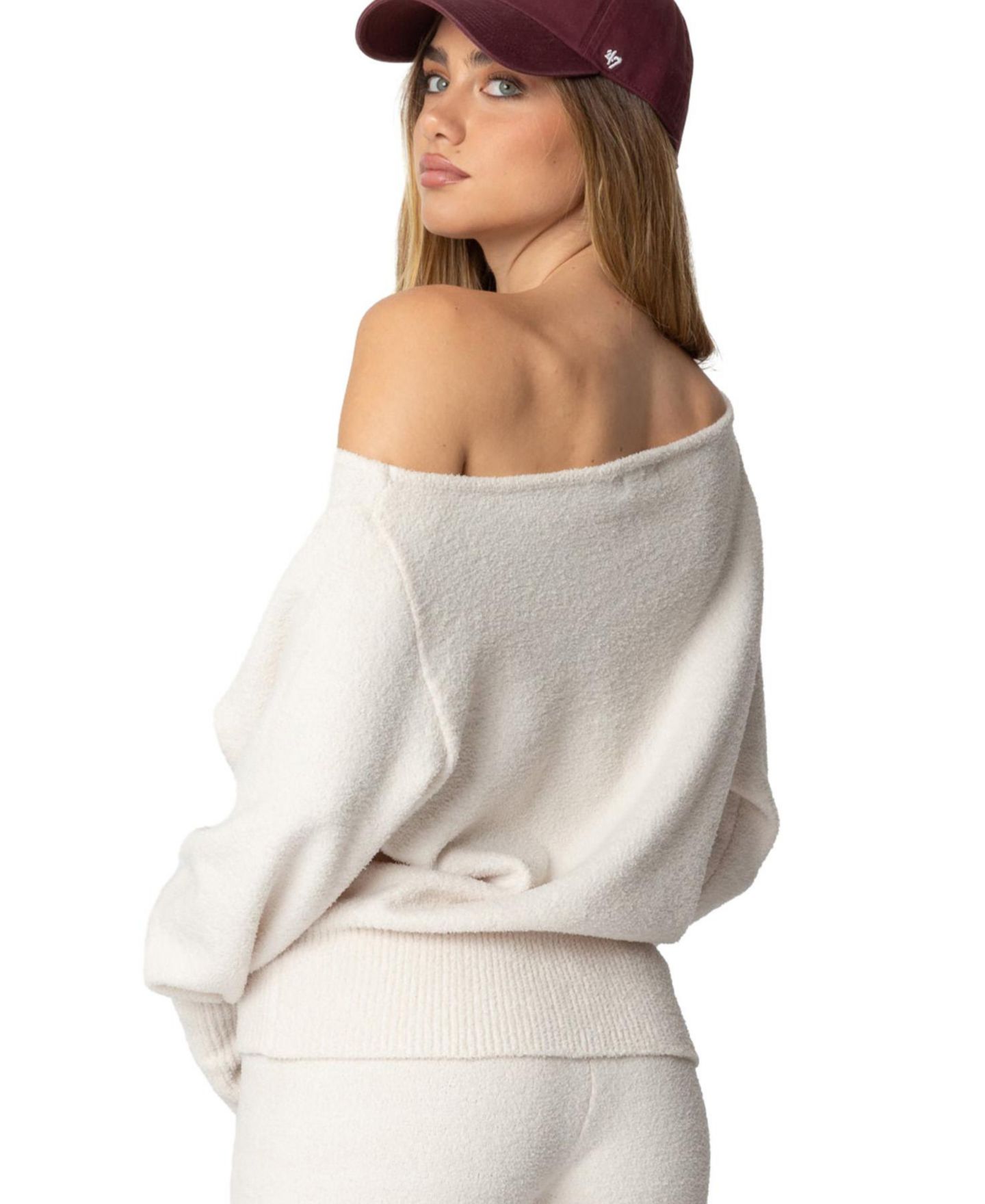 Женский свитер Edikted Plush Oversized Asymmetric, цвет: Кремовый — фото 5