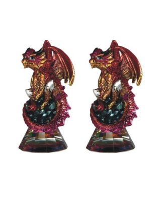 FC Design "2-PC Set" 4.75"H Red Volcano Dragon Sitting on Grystal Glass ...