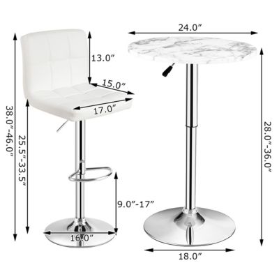 Set of 4 PU Leather Bar Stool Swivel Bar Chair w/ Adjustable Height