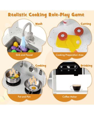 Pretend Play Kitchen for Kids Toddler Aged 3+ Wooden Toy Set with Range Hood