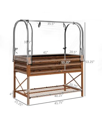 Metal Raised Garden Bed with Legs, Cover, and Storage Shelf,