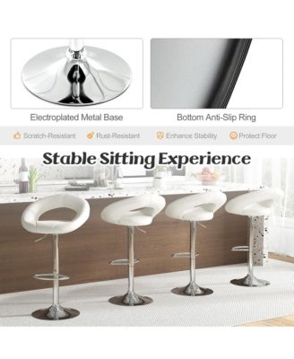 Set of 4 Adjustable Bar Stools Swivel Pub Chairs Barstools PU Leather
