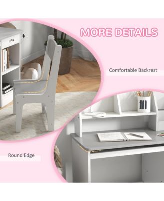 Kids Desk and Chair Set for 5-8 Year Old with Storage,
