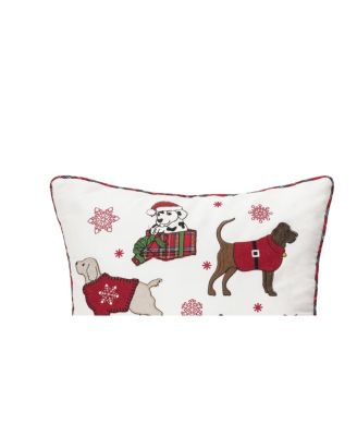 Festive Playful Dogs Christmas Embellished Accent Throw Pillow 18" x 18"