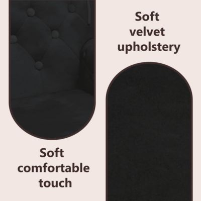 Bench with Backrest Black 47"x25.4"x29.5" Velvet