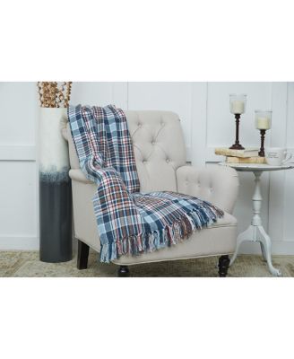 Lawson Lake Plaid Cotton Accent Throw Blanket with Fringe, 50" x 60"