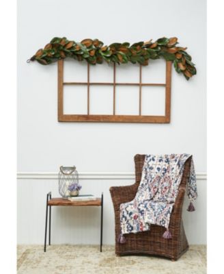 Taarush Red & Blue Grunge Pattern w/ Tassels Cotton Soft Cozy Accent Accent Throw Blanket