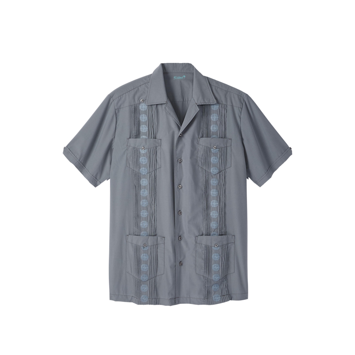 Big & Tall Short-Sleeve Guayabera Shirt - Seafoam