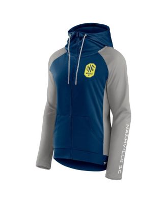Women's Navy/Gray Nashville SC Iconic Raglan Full-Zip Hoodie Jacket
