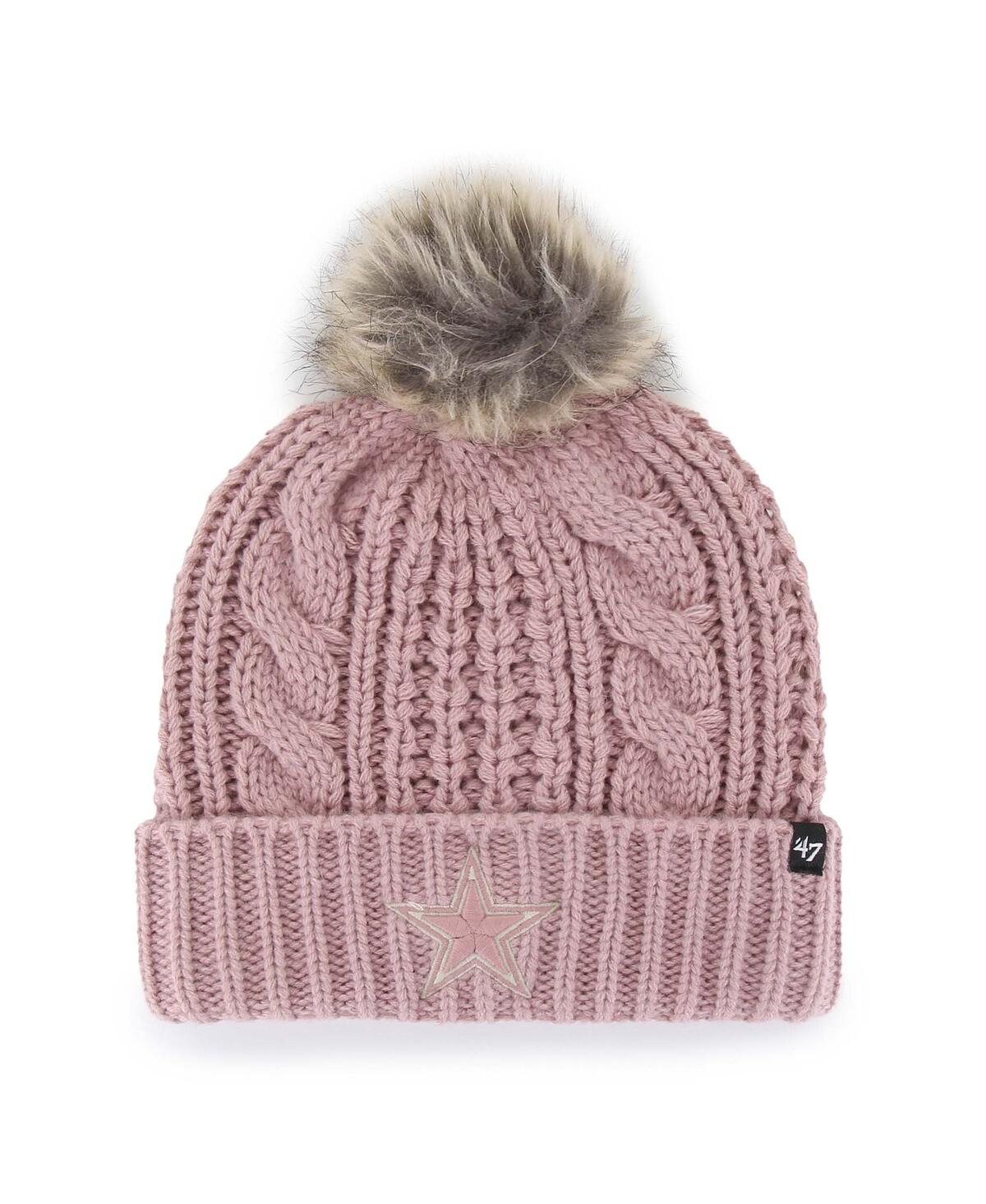 47 Brand Women's Dusty Rose Dallas Cowboys Meeko Cuffed Knit Hat With Pom In Pink