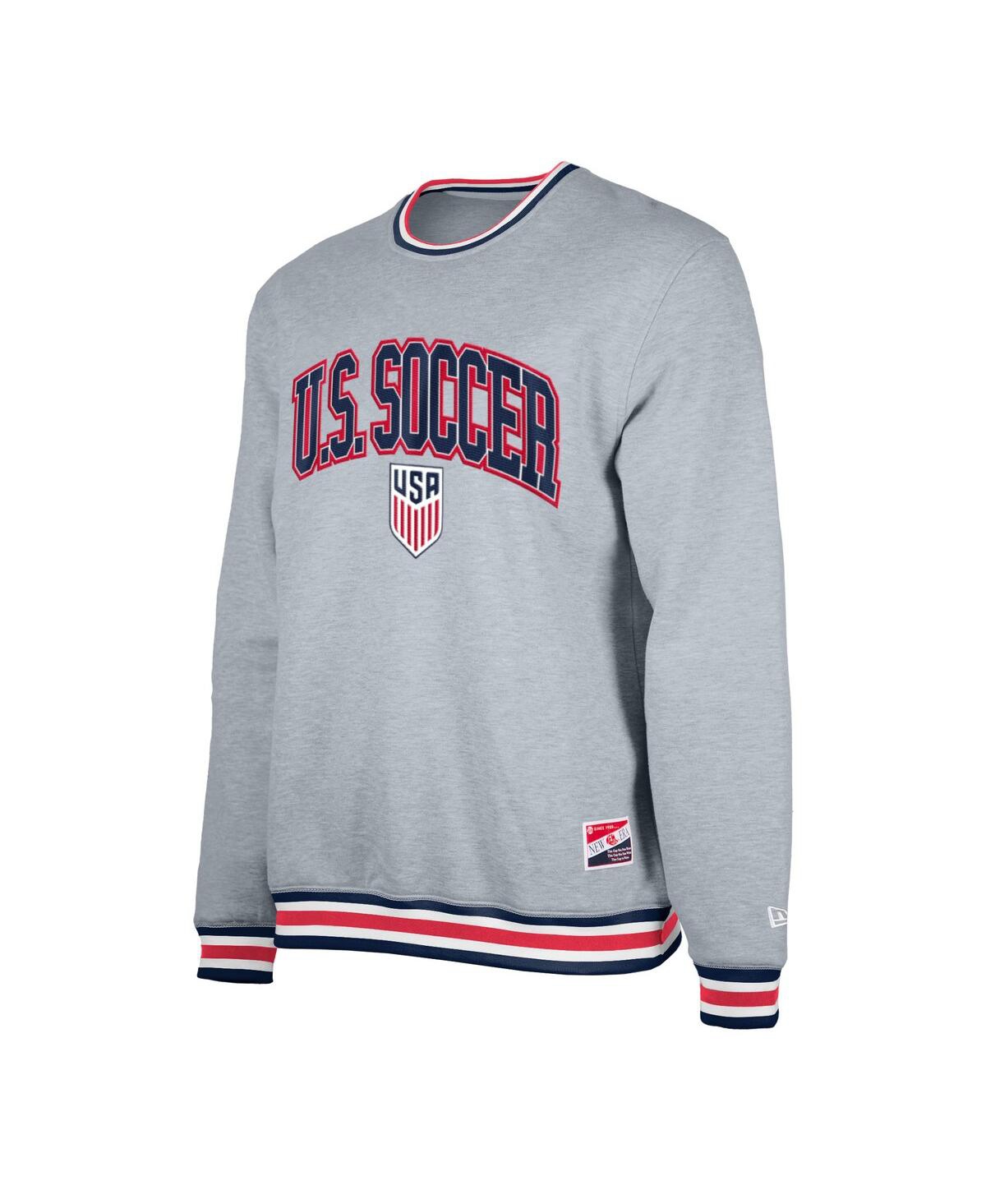 5th & Ocean By New Era Men's Gray Usmnt Throwback Fleece Crewneck Pullover Sweatshirt In Gray