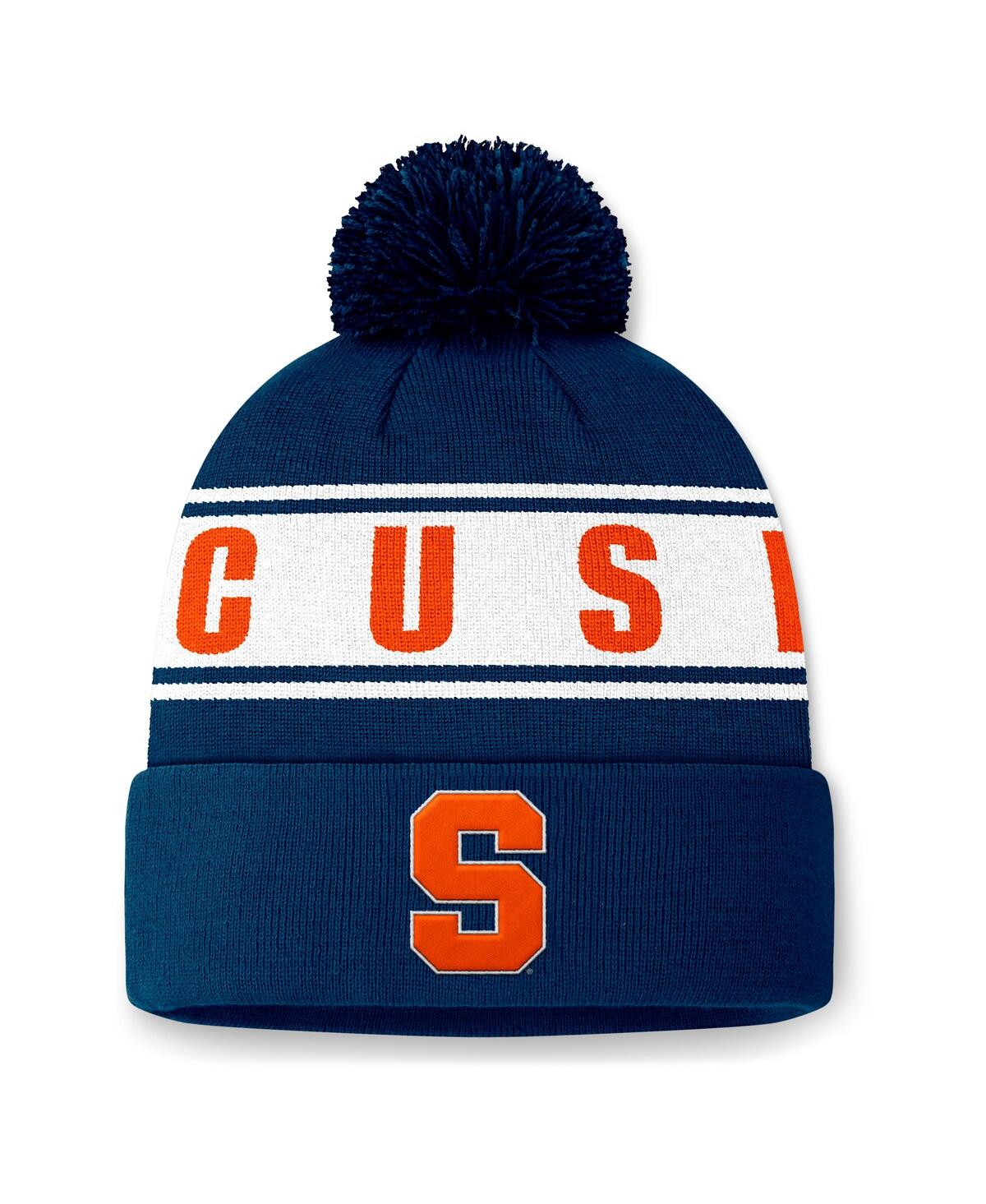Top Of The World Men's Navy Syracuse Orange Slash Cuffed Knit Hat With Pom In Navy
