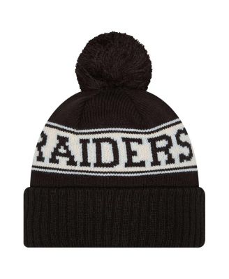 Big Boys and Girls Black Las Vegas Raiders Retro Cuffed Knit Hat with Pom