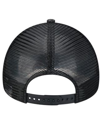 Men's Black Cincinnati Bengals Midnight Ink Tonal Text A-Frame Trucker 9FORTY Adjustable Hat