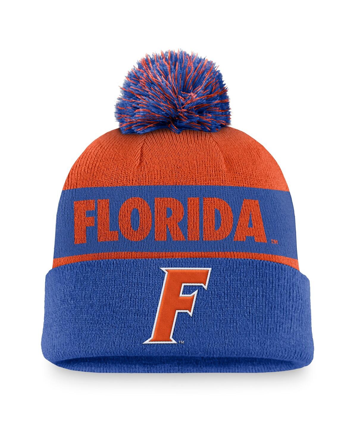 Jordan Men's Orange/royal Florida Gators Primetime Peak Cuffed Knit Hat With Pom In Orange,royal