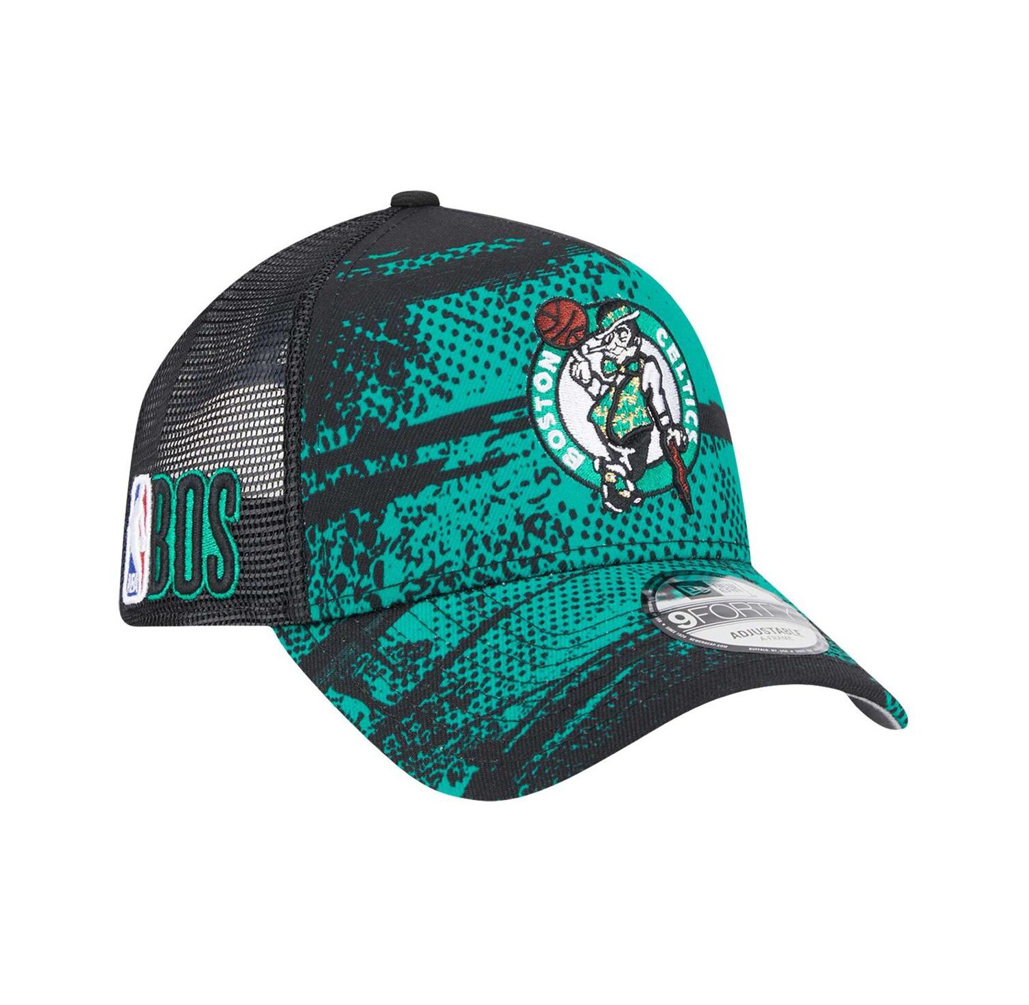 Men's Black/Kelly Green Boston Celtics Tip Off A-Frame Trucker 9FORTY Adjustable Hat