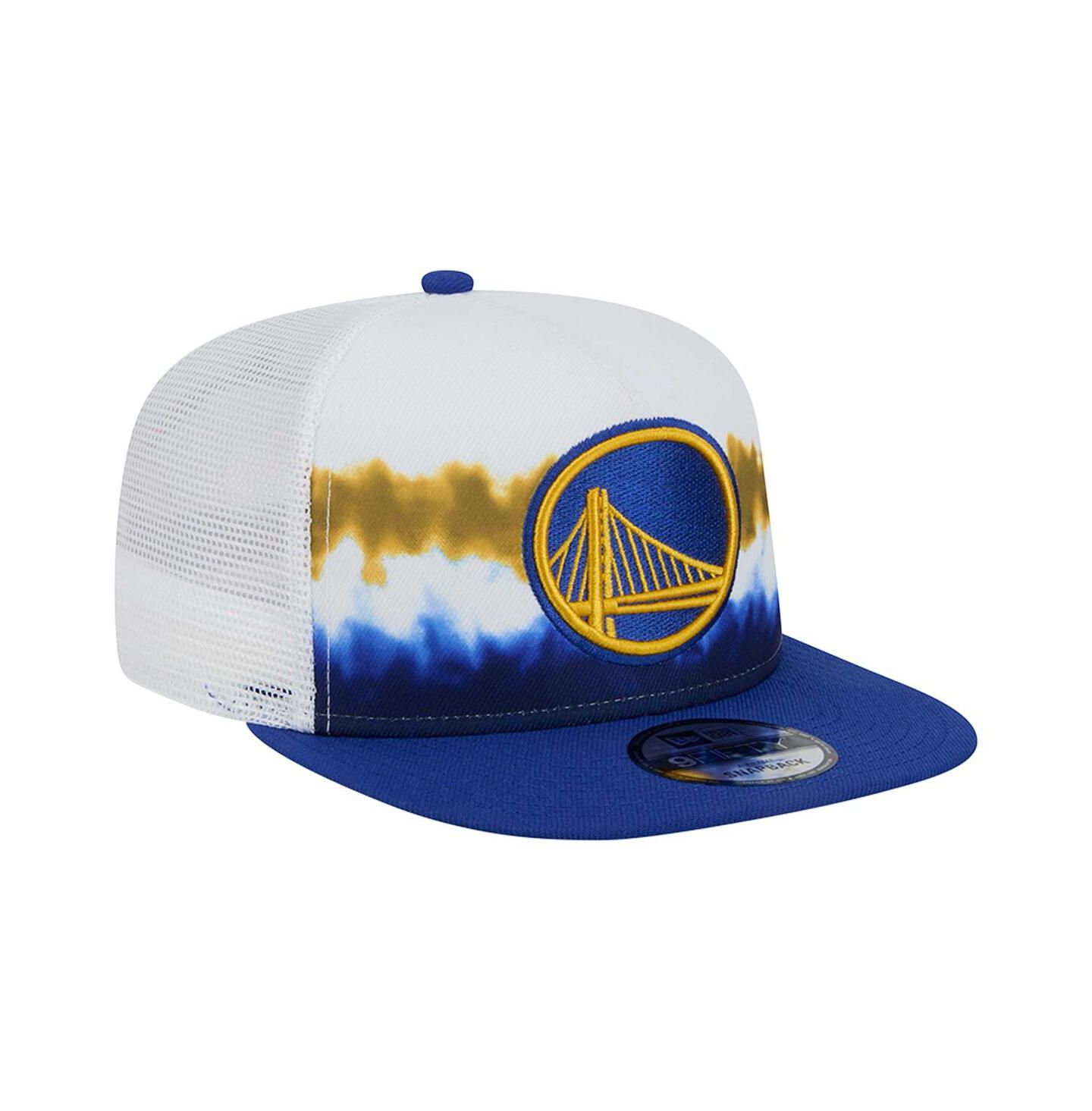 Мужская кепка New Era White/Royal Golden State Warriors Dip-Dye 9FIFTY A-Frame Trucker Snapback Hat — фото 2