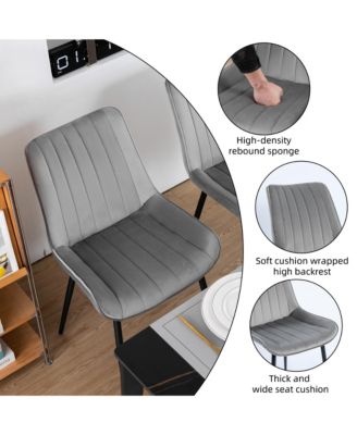   Set of 6 Tufted Velvet Upholstery, Metal Frame   Mid-Century Style, Upholstered Seat  Dining Side Chairs