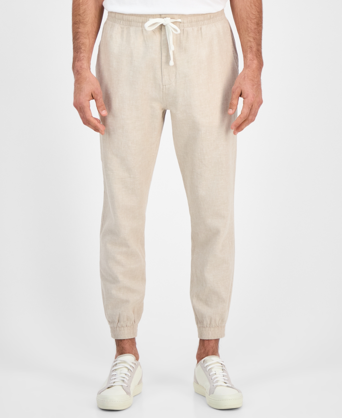 Men's Linen Joggers, Exclusively at Macy's - Basic Navy