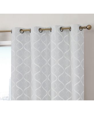 Versailles Lattice Flocked 100% Complete Blackout Thermal Insulated Window Curtain Grommet Panels, Energy Savings & Soundproof - Set of 2