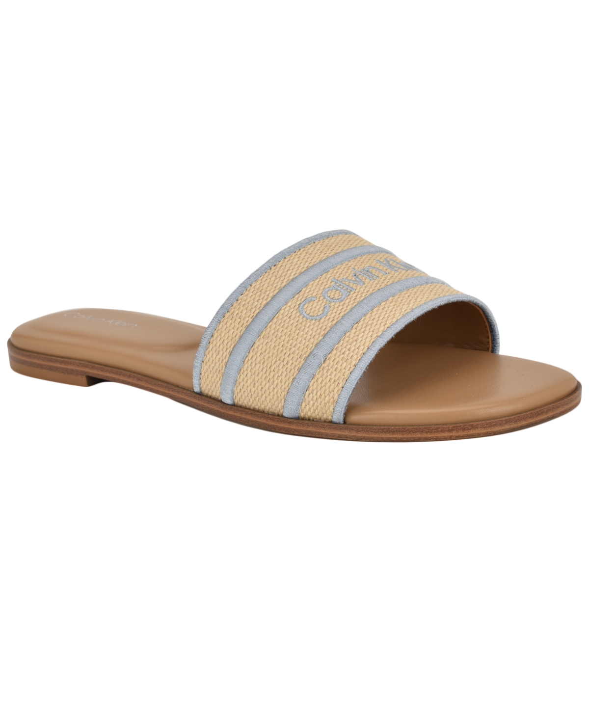 Calvin Klein Women's Kendell Slip-on Flat Casual Sandals In Natural,light Blue