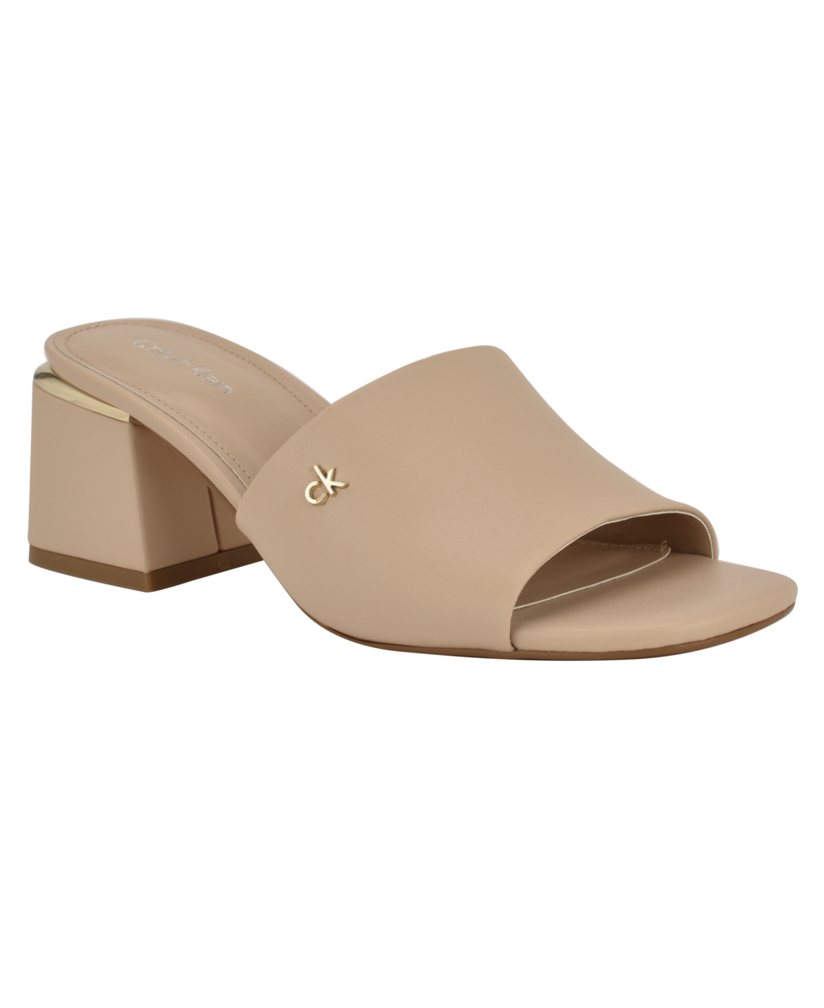 Calvin Klein Women's Rowena Block Heel Slip-on Sandals In Light Natural