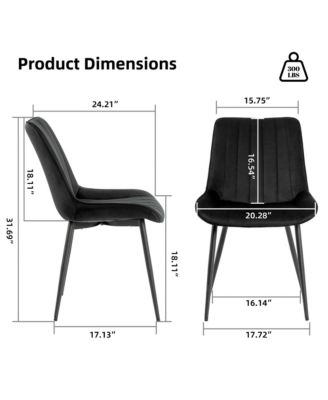  Set of 2  Tufted Velvet Upholstery, Metal Frame   Mid-Century Style, Upholstered Seat Dining Side Chairs