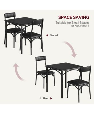 Dining Table Set Breakfast Nook with 2 Chairs Kitchen Dining Room Table Set for Dining Room, Dinette Compact Space-Saving,Metal Steel Frame