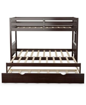 Twin Pull-Out Bunk Bed with Trundle Wooden Ladder